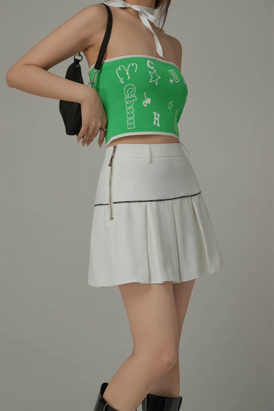 CHUU Daily Belt Loops Pleated Mini Skirt