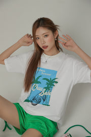 Endless Summer Printed Palm Trees Loose Fit T-Shirt