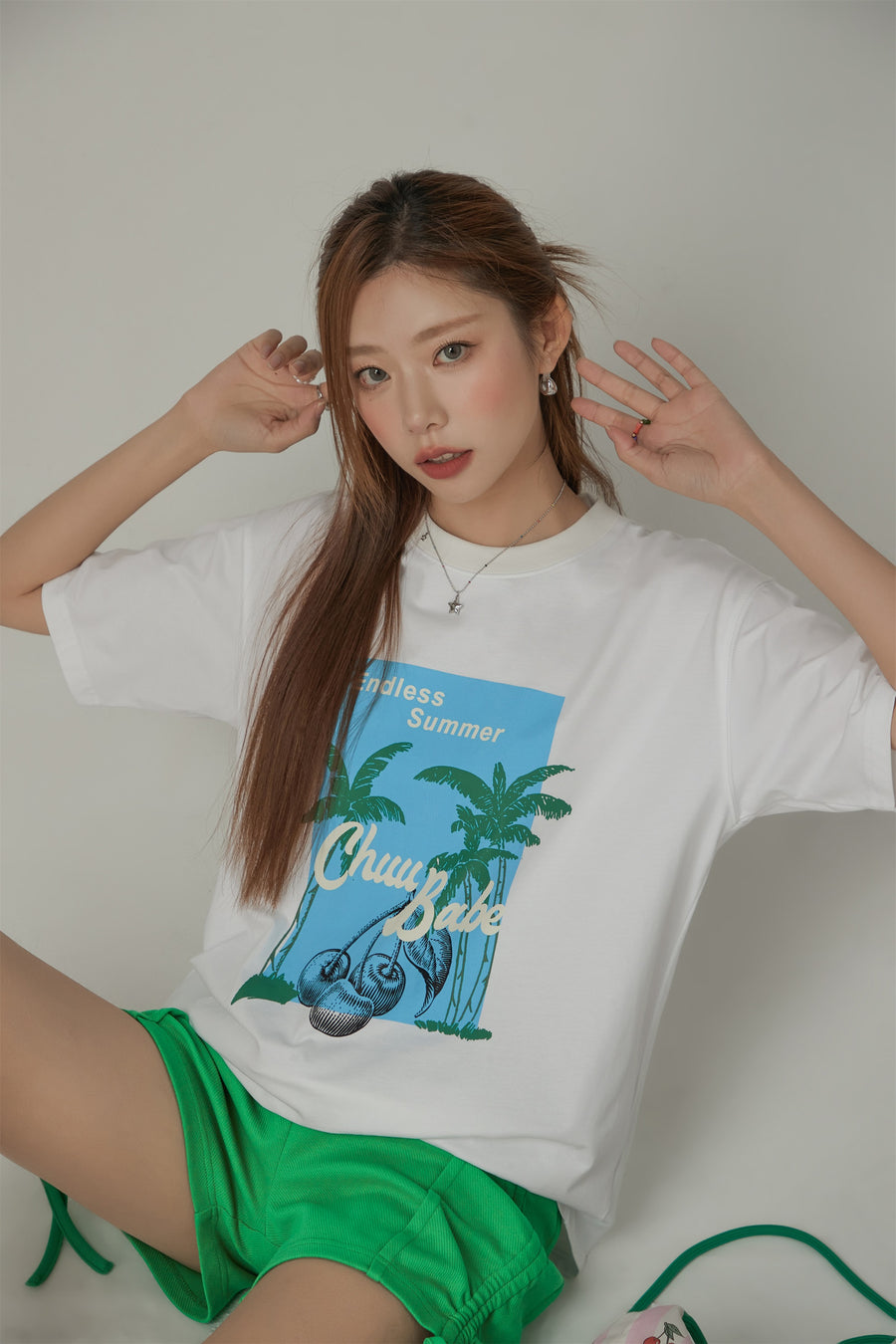 CHUU Endless Summer Printed Palm Trees Loose Fit T-Shirt