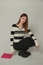 Logo Color Stripe Knit Sweater