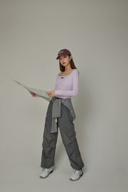 Elastic Waist String Wide Pants