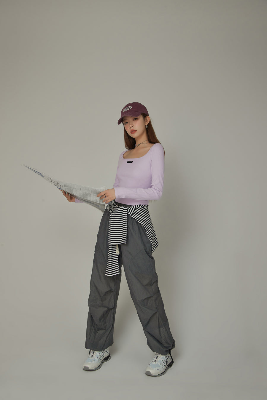 CHUU Elastic Waist String Wide Pants