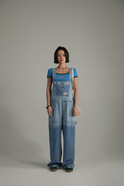 Washed Denim Suspender Jumpsuit