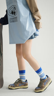 Striped Logo Color High Socks