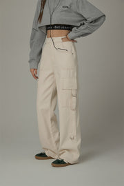 Pocket Straps Cargo Wide Pants