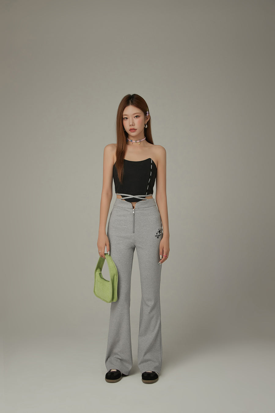 CHUU Lined Logo Unbalanced Tube Top