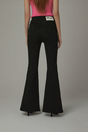 Raw Edge Embroidered Tight Bootcut Jeans