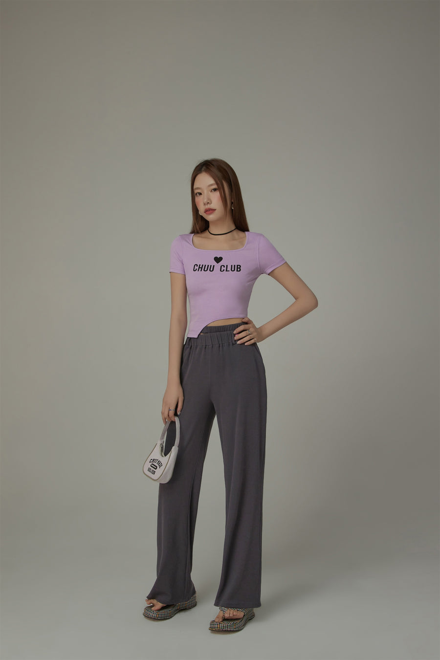 CHUU Banding Loose Fit Slit Daily Pants