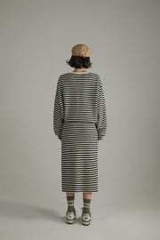 Slit Stripe Long Skirt