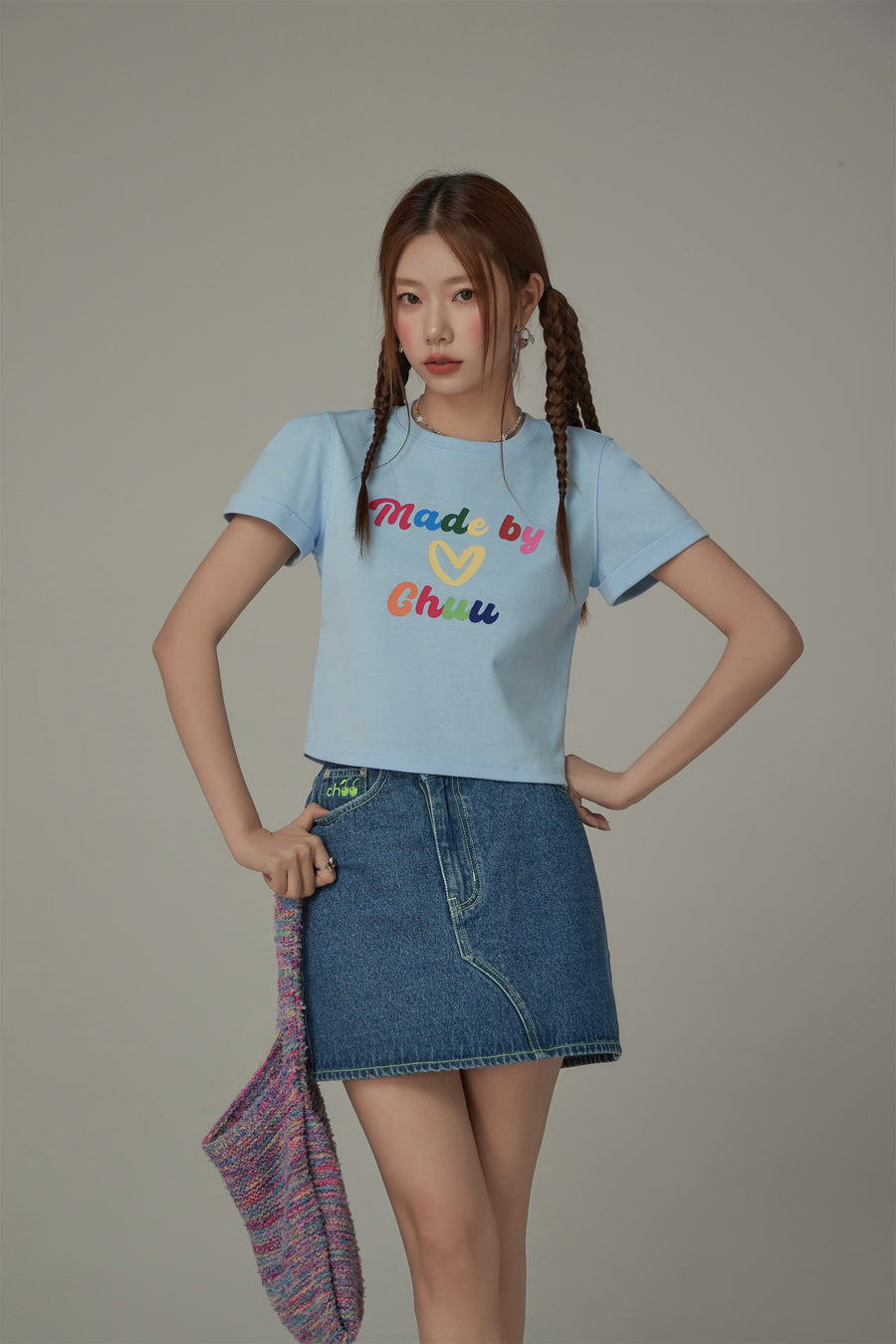 CHUU Made By Chuu Colorful Printed Cropped T-Shirt