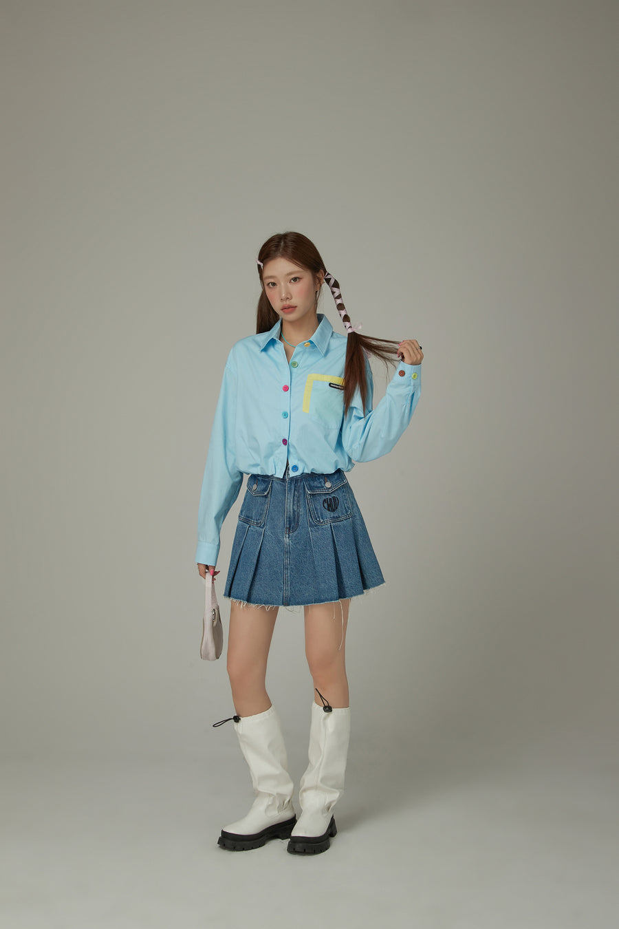 CHUU Stars In The Stripes Cropped Shacket