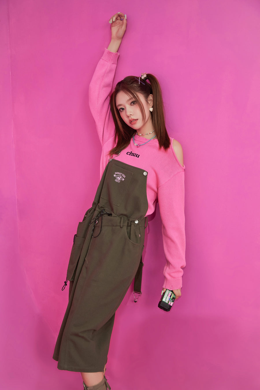 CHUU Pocket Overalls Dress