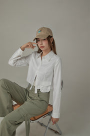 Point Pocket Semi Cropt Shirt