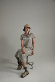 Open Collar Color Logo Sporty T-Shirt