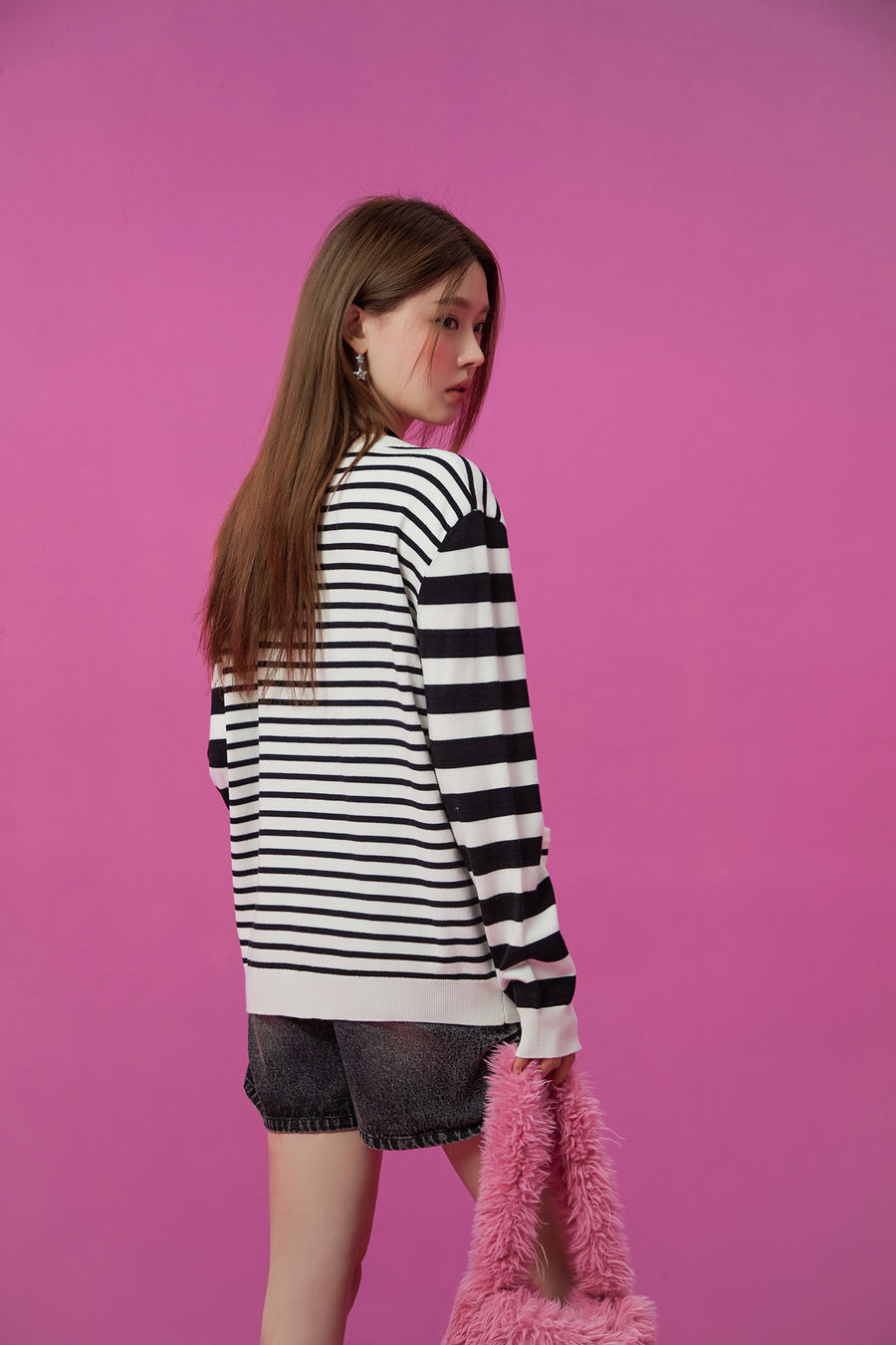 CHUU Striped Loose Fit Cardigan