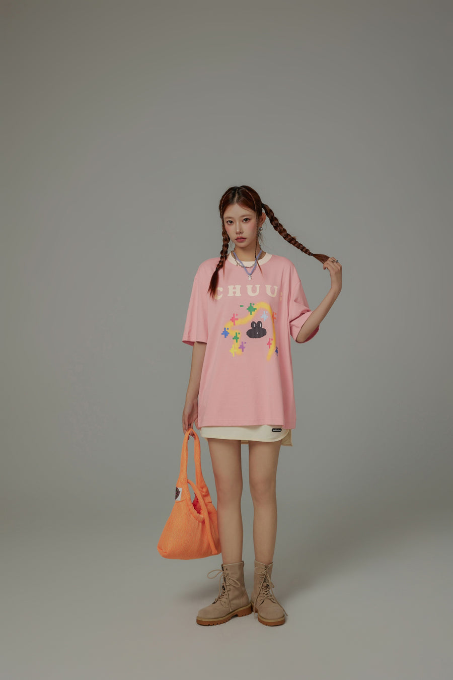 CHUU Pixel Print Loose-Fitting T-Shirt