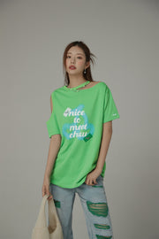 Nice To Meet Chuu Off-The-Shoulder Cherry T-Shirt