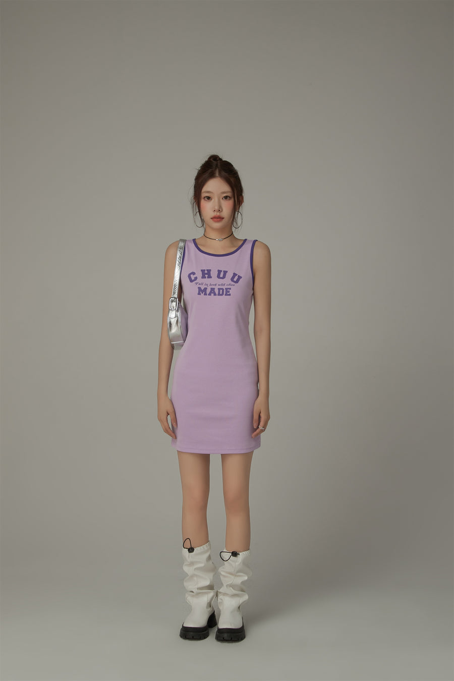 CHUU Fall In Love With Chuu Color Lined Sleeveless Mini T-Shirt Dress