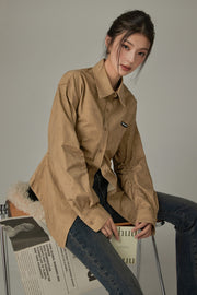 Shirring Unbalanced Button Shirt