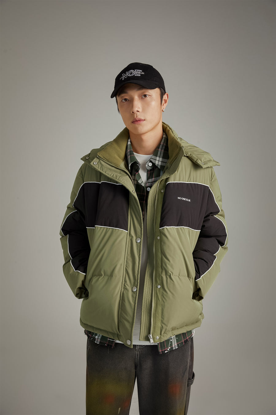 CHUU Color Combination Oversized Padded Jacket