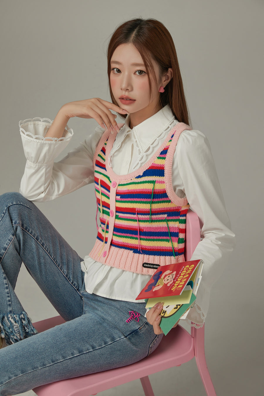 CHUU Rainbow Knit Sleeveless Top