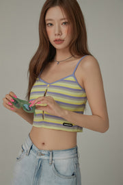 Rainbow Striped Cropped Sleeveless Top