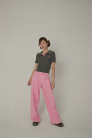 Logo Long Wide Baggy Color Pants