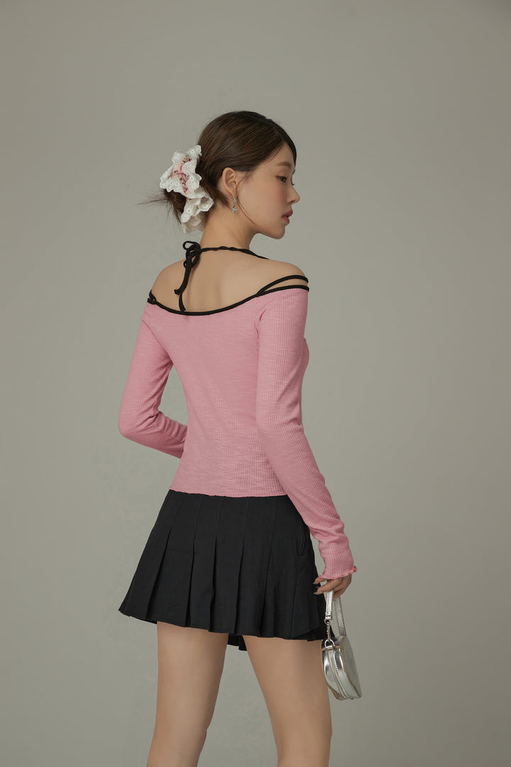 Chest Strings Long Sleeves Top