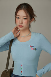 Rainbow Button Knit Color Sweater