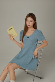 Puff Sleeve Denim Mini Dress