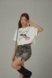 Heart Cherry Boxy Crop Loosefit T-Shirt