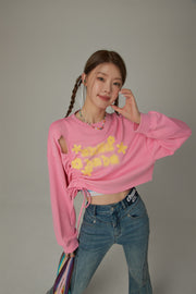 Logo Heart String Crop Sweatshirt