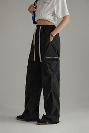 Casual Drawstring Wide Cargo Pants