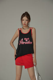 Back To Paradise Colorblocked Letter Printed Sleeveless T-Shirt