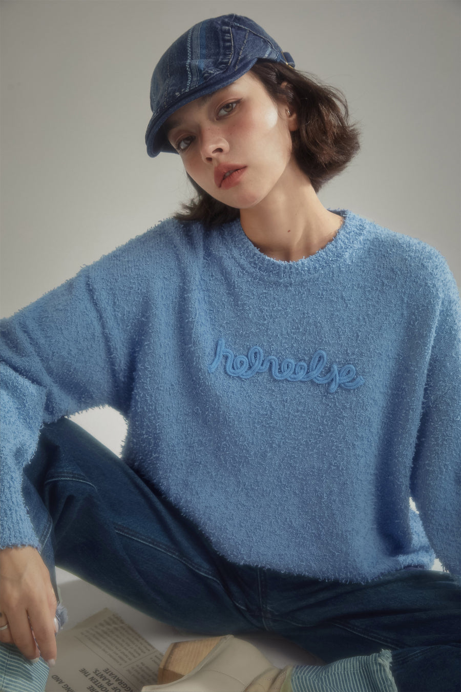 CHUU Logo Loose Fit Knit Sweater