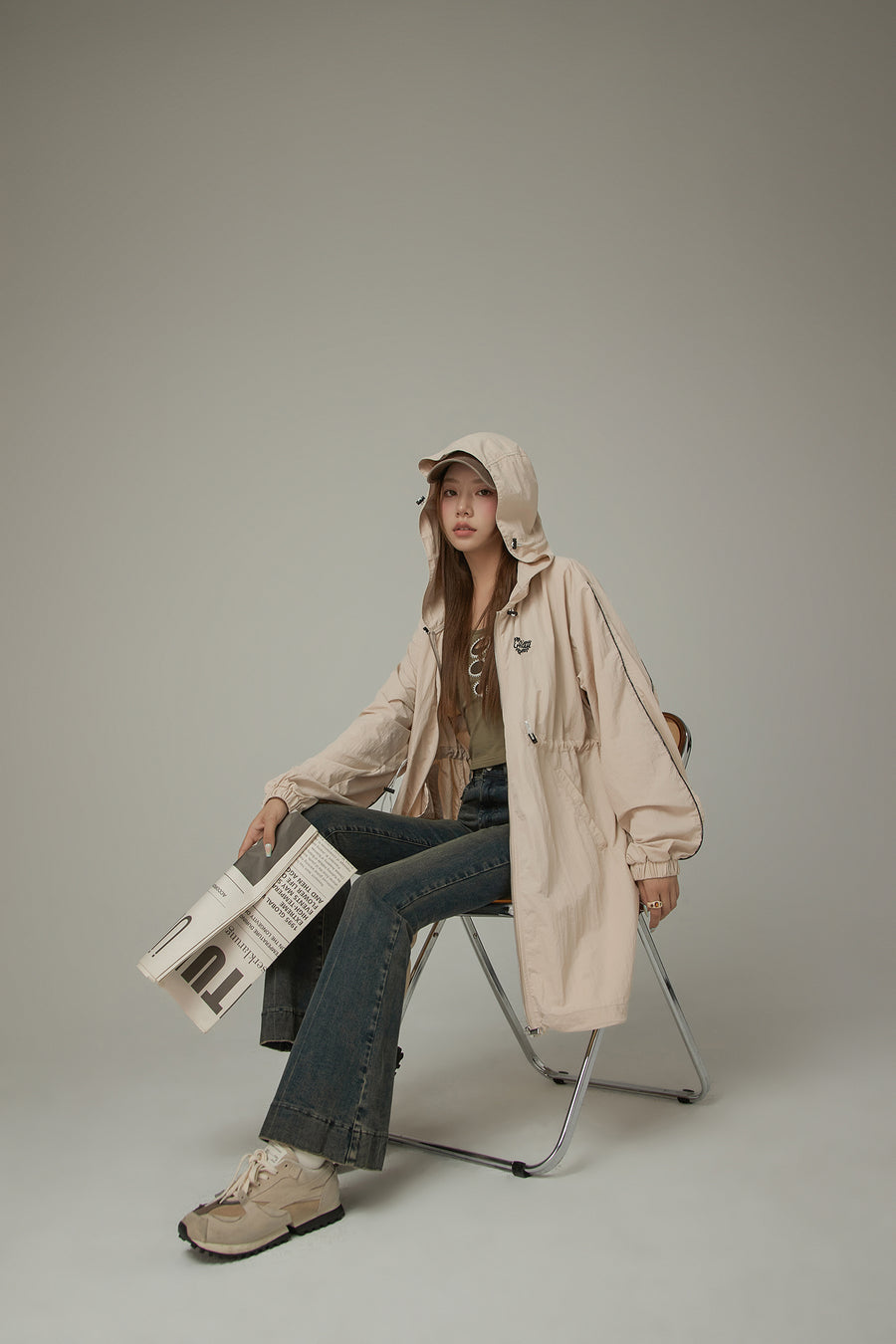 CHUU Basic Cinched String Hooded Jacket