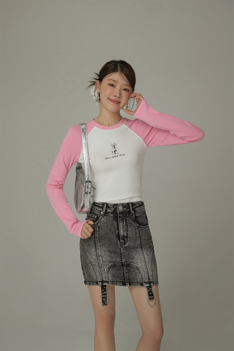 CHUU Lgo Casual Slim Raglan Color T-Shirt