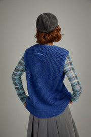 V-Neck Button Knit Vest