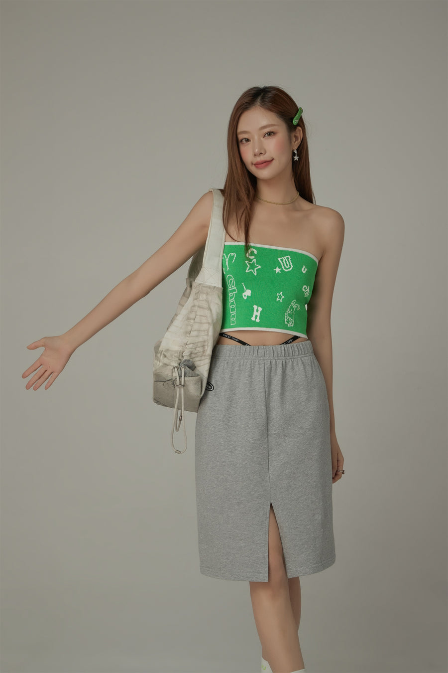 CHUU Side String Casual Slit Skirt