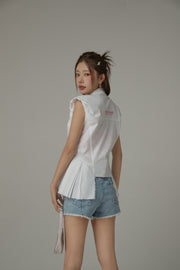 Unbalanced Puffy Sleeveflowy Hem Shirt