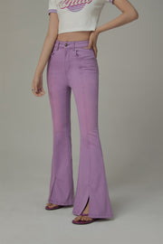 Colored Bootcut Slit Denim Jeans