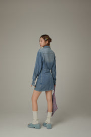 Unbalanced Denim Long Sleeve Dress