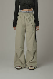 Logo Banding Wide Casual Pants