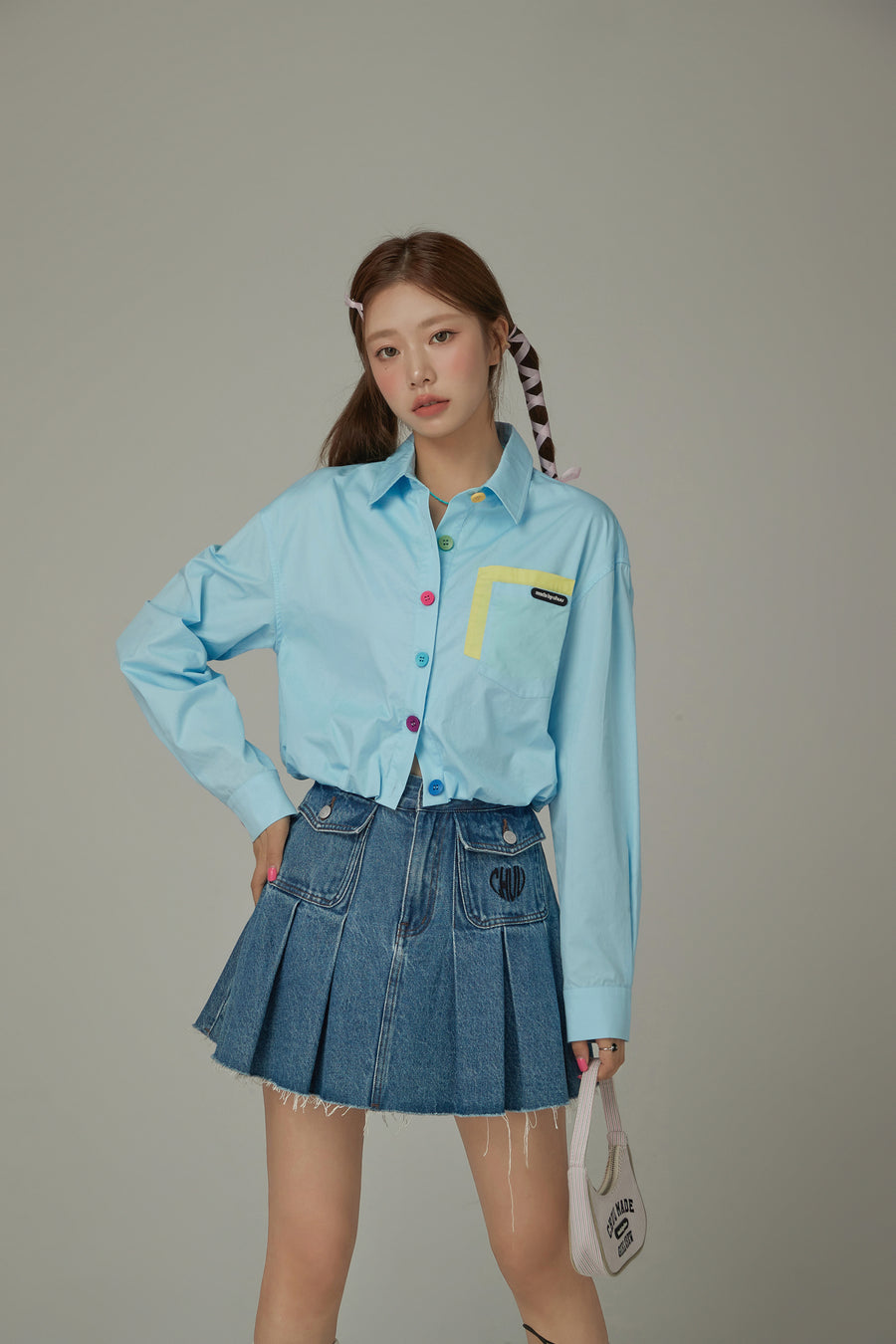 CHUU Stars In The Stripes Cropped Shacket