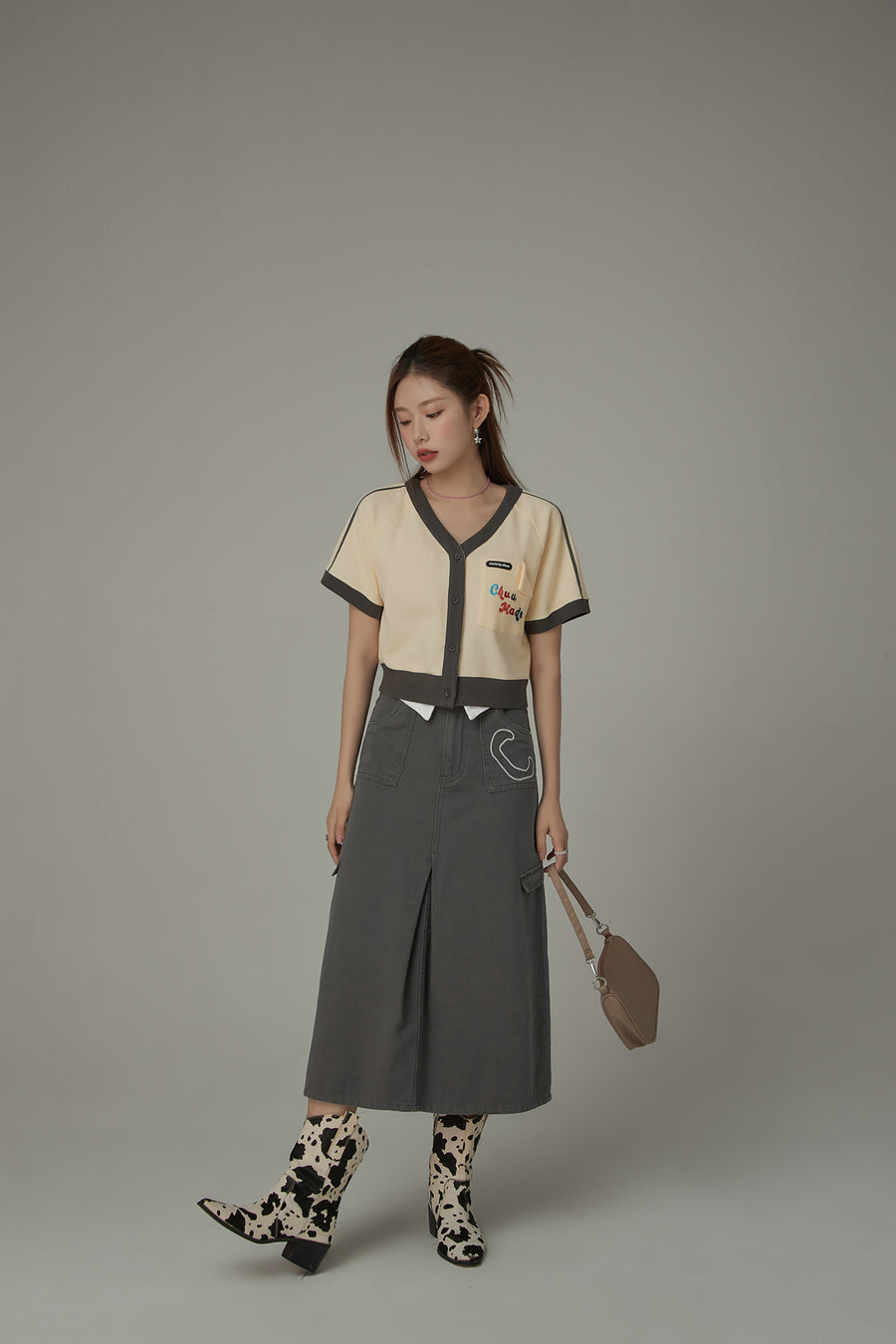 CHUU V-Neck Short Sleeves Button Knit Cardigan