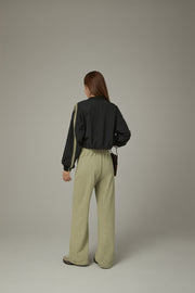 Elastic Waist String Painted Wide Pants