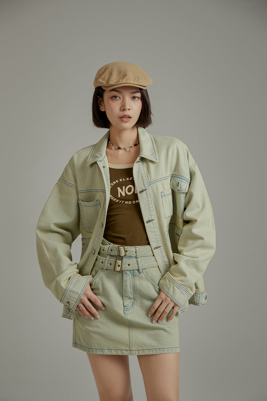 CHUU Color Lined Pocket Denim Jacket