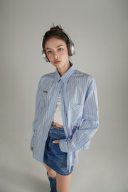 Embroidered Striped Basic Shirt