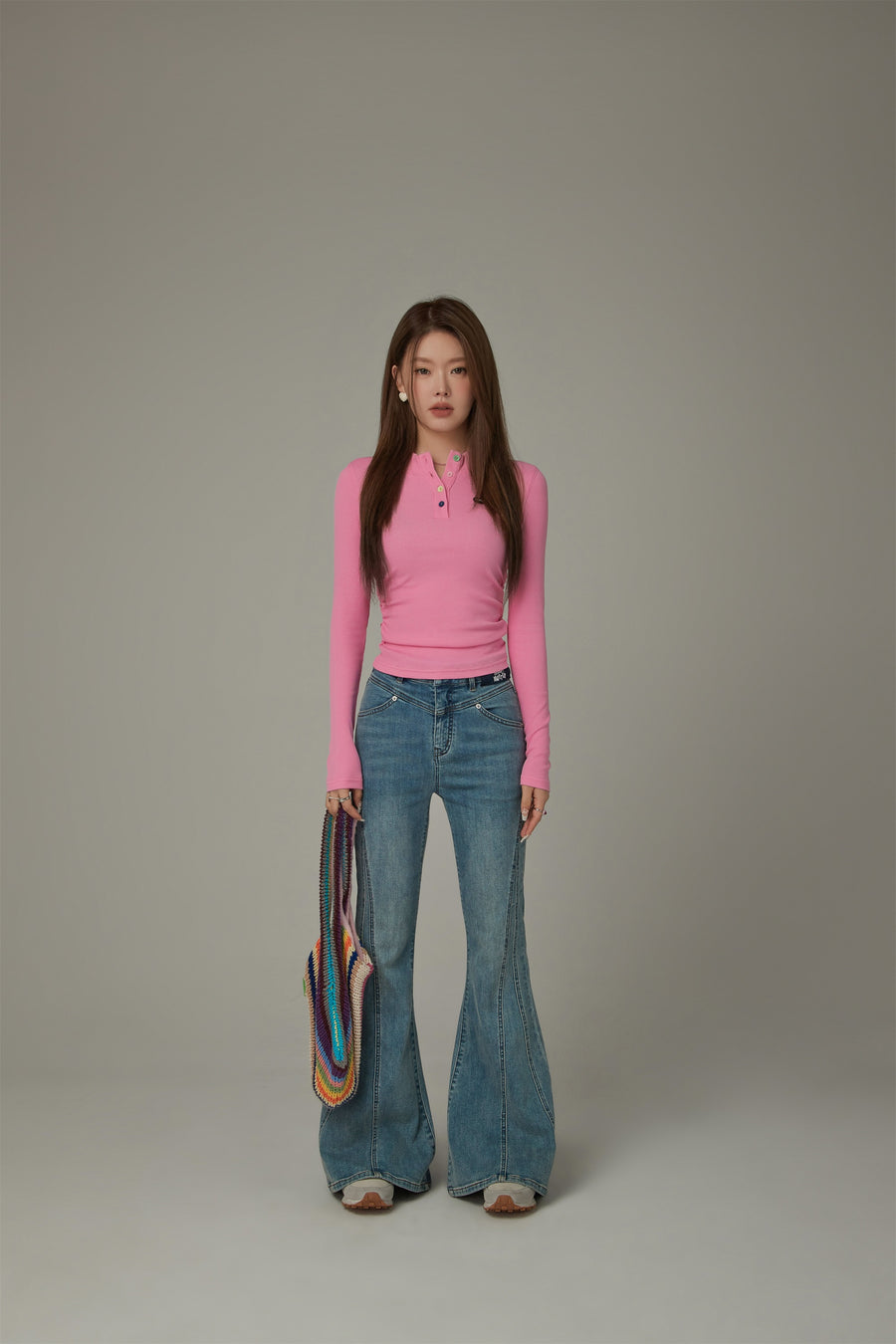 CHUU Stitch Lined Denim Wide Jeans