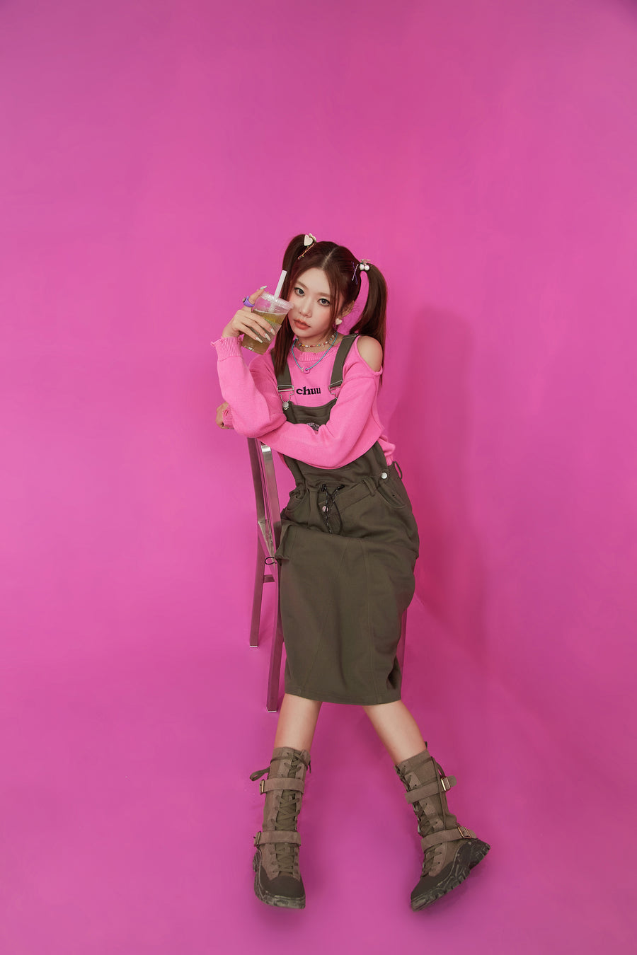 CHUU Pocket Overalls Dress